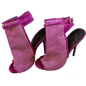 Lust for Life Purple Jewel Bedazzled Buckle Stiletto Ankle Booties Size 9